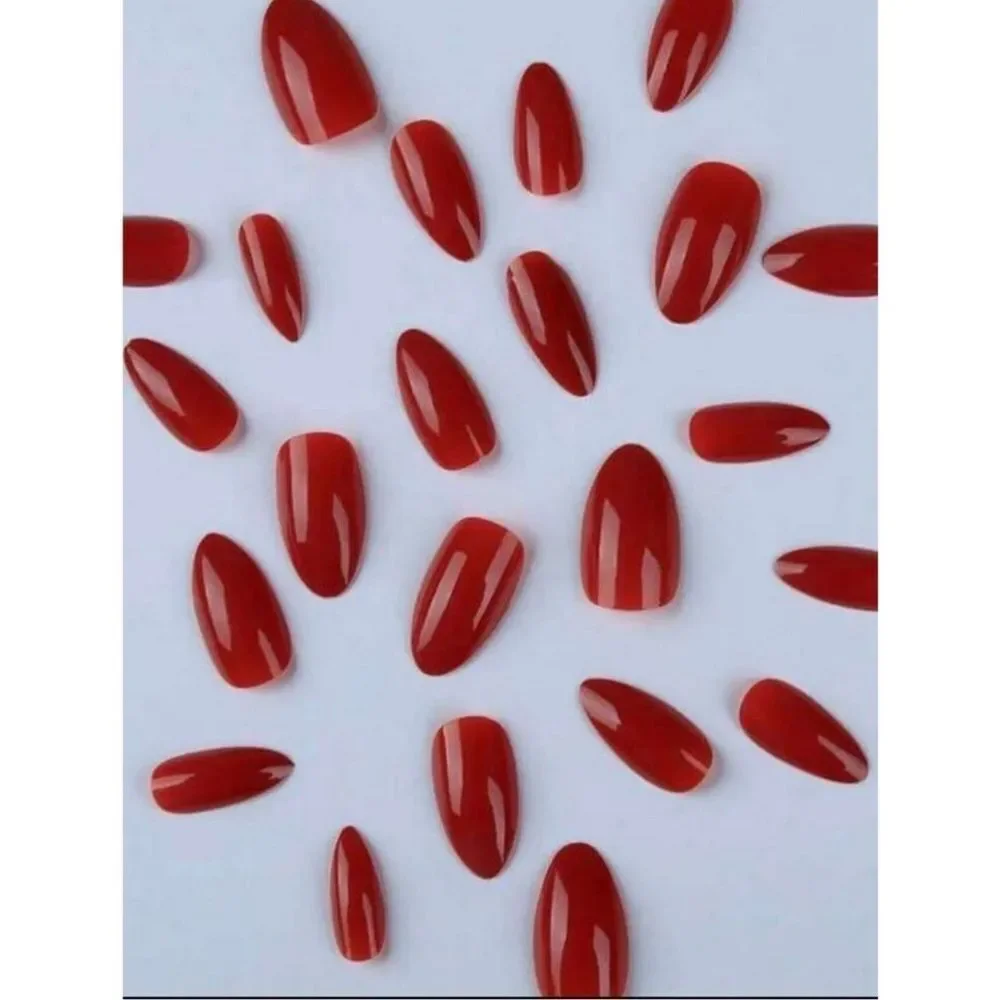 Mob Wife Sophisticated Elegant Red 24 Set Almond Shape Nails